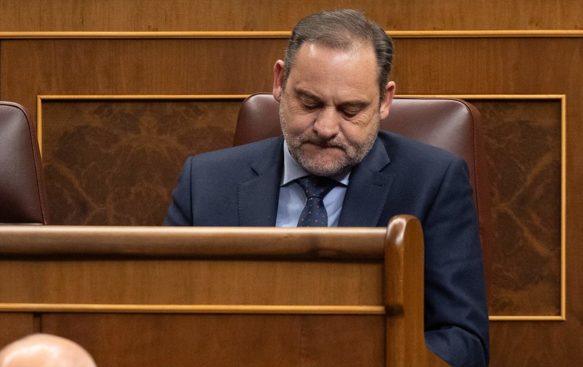 El exministro de Transportes y diputado del PSOE José Luis Ábalos durante una sesión plenaria, en el Congreso de los Diputados, a 22 de febrero de 2024, en Madrid.